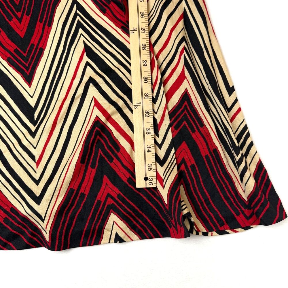 Vtg Y2K Diane von Furstenberg Silk Utility Wrap Dress Chevron Geometric Red 8 - Picture 8 of 8
